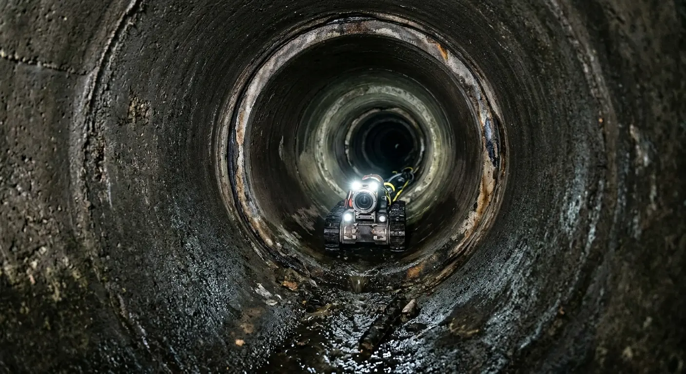 Robotic sewer camera inspecting pipe interior for Sewer Line Repair in Broadlands
